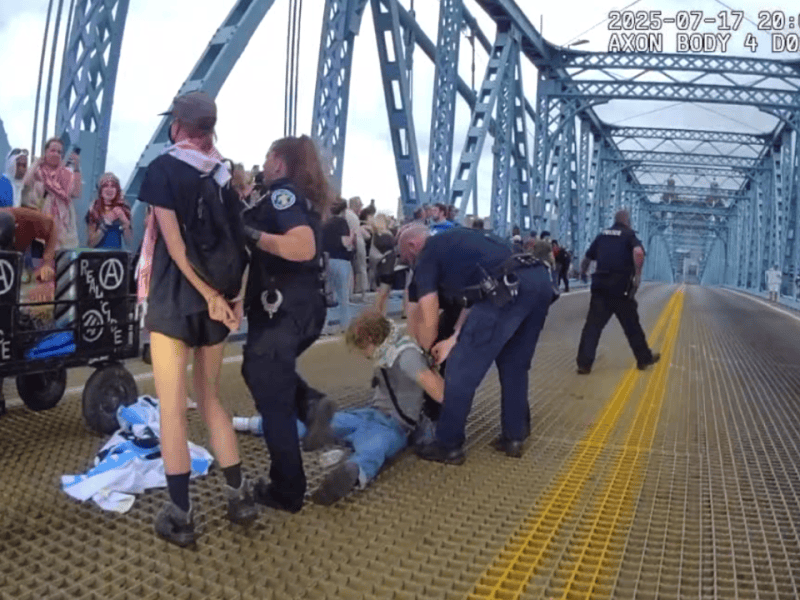 Roebling Bridge protester pleads not guilty to rioting charges after unexpected detainment